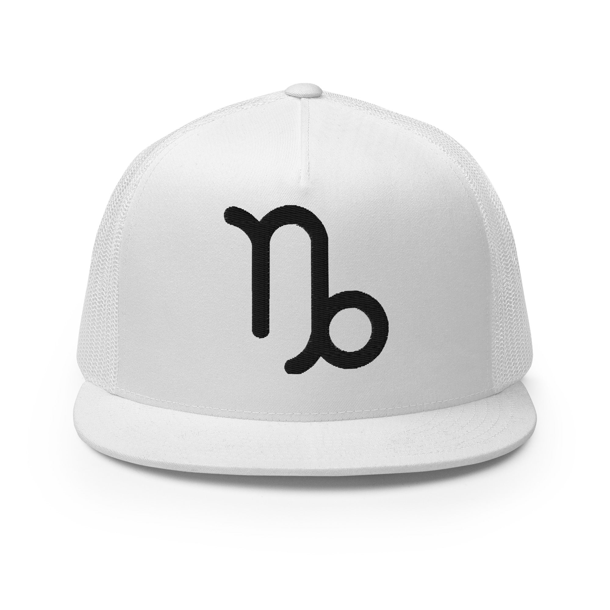 Capricorn Zodiac Embroidered Flat Bill Trucker Hat